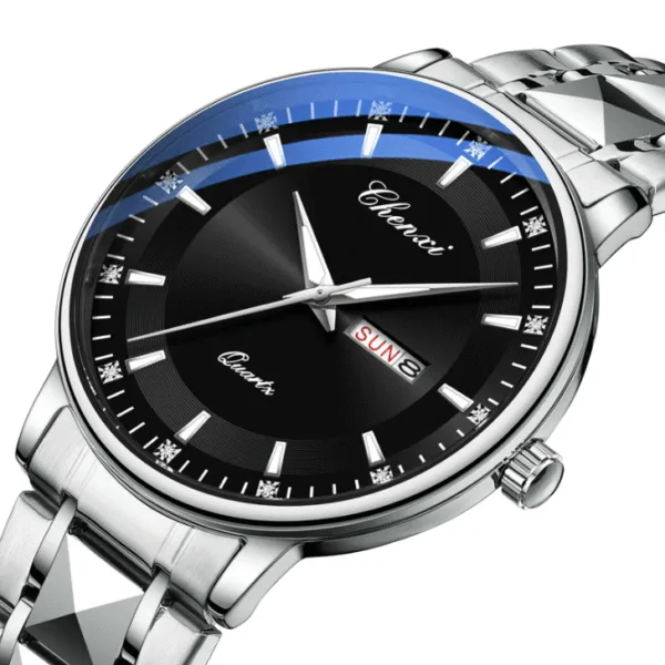 2025 New Men's Watch Fashion Business Calendar Week Original Quartz Waterproof Watches Luminous Stainless Steel Wristwatch 9