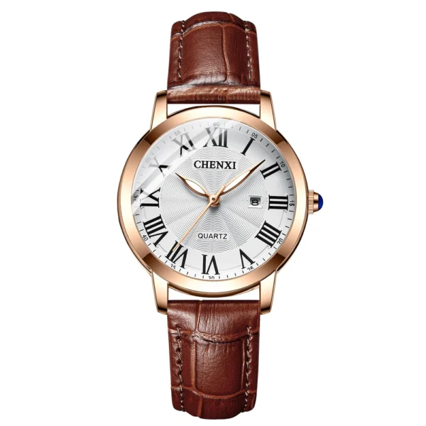 CHENXI Leather Quartz Ladies Watches Top Brand Luxury Casual Watch for Women Waterproof Fashion Leather Analog Womens Wristwatch 8