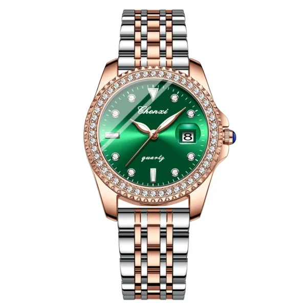 CX-385 CHENXI Women Watch Brand Fashion Leather Quartz Wrist Watch Ladies Waterproof Clock Classic Retro Women's Green Watches 8