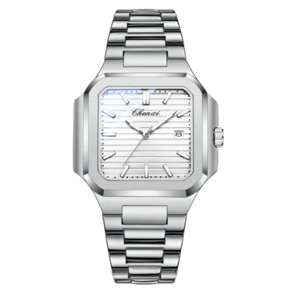 CHENXI Luxury Square Quartz Man Wristwatch Men Watches Waterproof Luminous Date Week Stainless Steel Men's Watch Male 9