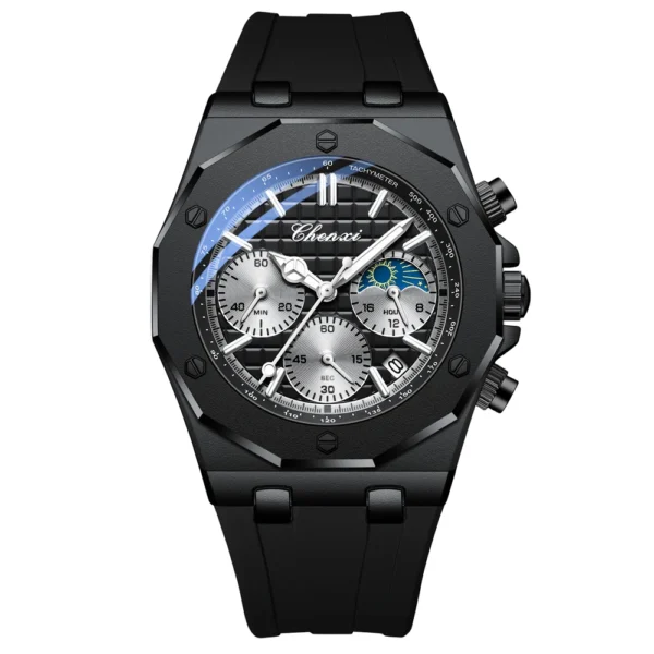 CHENXI Men's Luxury Chronograph Sport Quartz Watch Waterproof Luminous Silicone Strap Fashion Relogio Masculino for Gentlemen 9