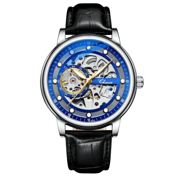 CHENXI Automatic Mechanical Men Watches Business Waterproof Tourbillon Self Winding Wrist Watches Mens Leather Quartz Watch 8