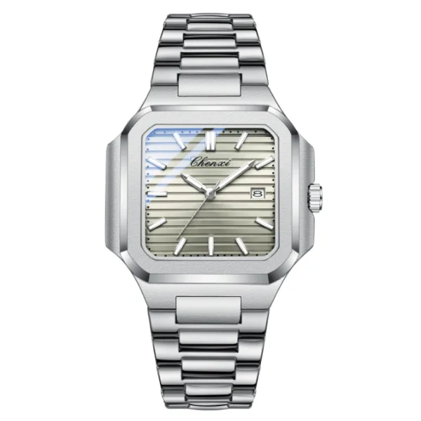 CHENXI Luxury Square Quartz Man Wristwatch Men Watches Waterproof Luminous Date Week Stainless Steel Men's Watch Male 7