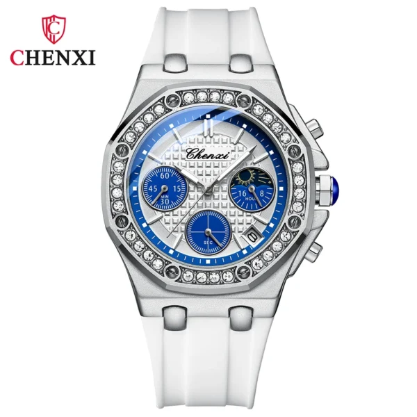 New CHENXI Watches Women Sport Fashion Casual Quartz Wristwatches Waterproof Moon Phase Chronograph Clock Ladies Watches Elegant 8