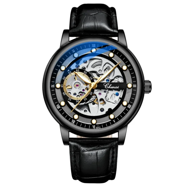 CHENXI Automatic Mechanical Men Watches Business Waterproof Tourbillon Self Winding Wrist Watches Mens Leather Quartz Watch 7