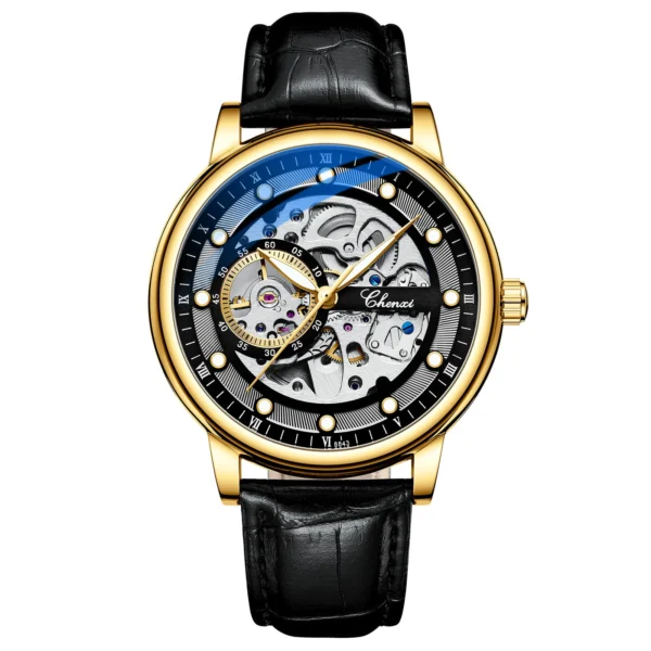 CHENXI Automatic Mechanical Men Watches Business Waterproof Tourbillon Self Winding Wrist Watches Mens Leather Quartz Watch 10