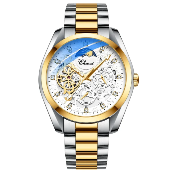 CHENXI Brand Classic Mens Watches Top Luxury Moon Phase Automatic Mechanical Watch For Men Stainless Steel Waterproof Wristwatch 7