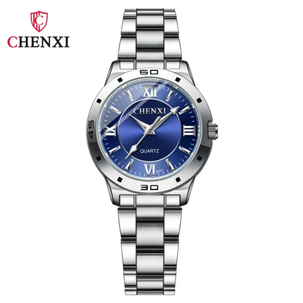 CHENXI Watches for Men Stainless Steel Silver Quartz Wristwatches Fashion Clock Women Casual Business Couple Watch 12