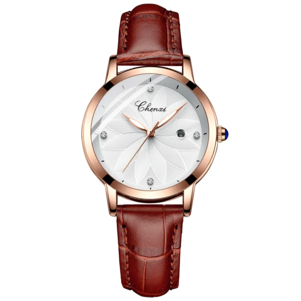 CHENXI Women Watches Top Brand Luxury Fashion Leather Quartz Waterproof Ladies Wristwatch Rose Gold Female Clock 7