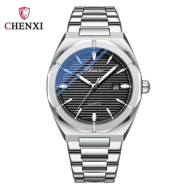Luxury Quartz Men's Watches Classic Textured Dials Stainless Steel Waterproof Men Watches Fashion Luminous Calendar Wristwatch 1