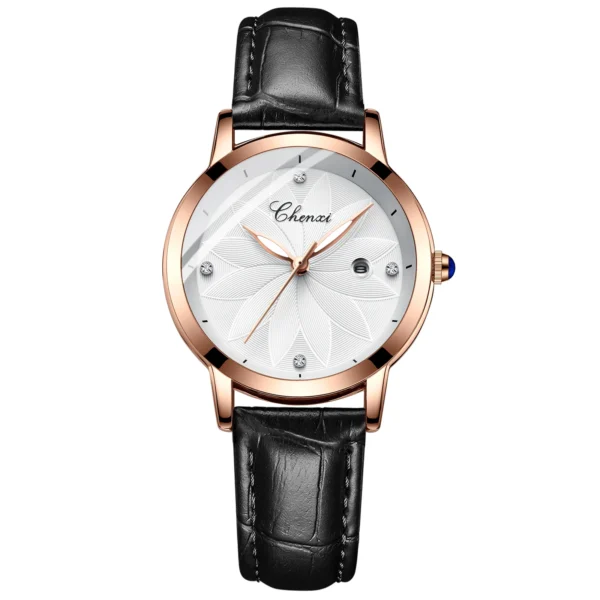 CHENXI Women Watches Top Brand Luxury Fashion Leather Quartz Waterproof Ladies Wristwatch Rose Gold Female Clock 10