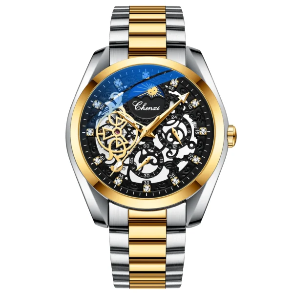 CHENXI Brand Classic Mens Watches Top Luxury Moon Phase Automatic Mechanical Watch For Men Stainless Steel Waterproof Wristwatch 9