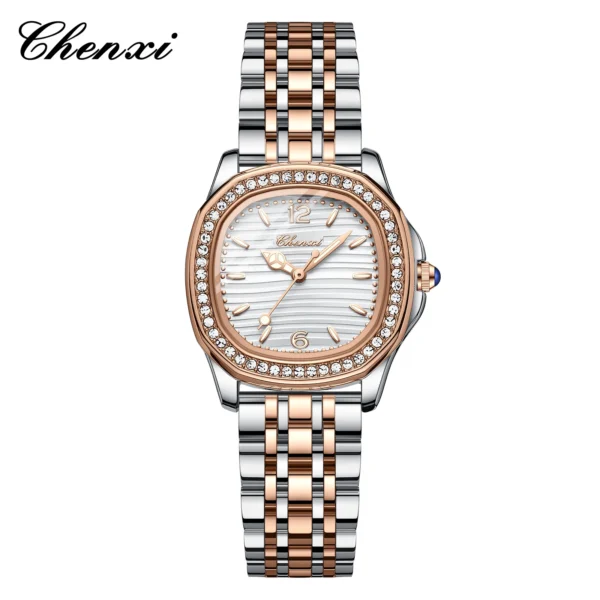 CHENXI Top Brand Luxury Rhinestone Women Watches Dress Waterproof Luminous Quartz Ladies Watch Square Wristwatch Female Reloj 17