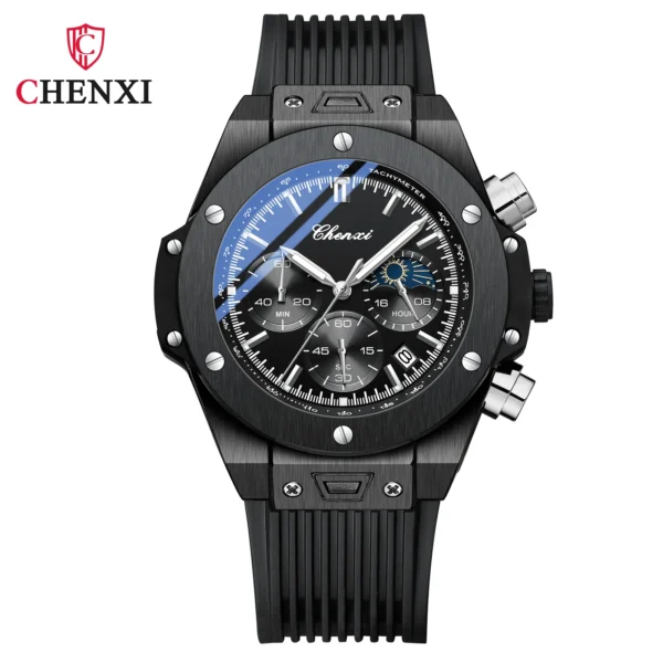 Men Watches High Quality Waterproof Sports Chronograph Quartz Wristwatches Silicone Strap Calendar Luminous Watch For Men 7