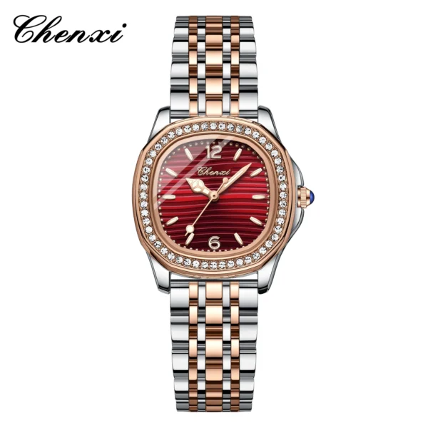 CHENXI Top Brand Luxury Rhinestone Women Watches Dress Waterproof Luminous Quartz Ladies Watch Square Wristwatch Female Reloj 13