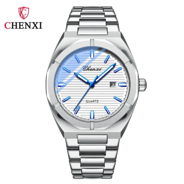 Luxury Quartz Men's Watches Classic Textured Dials Stainless Steel Waterproof Men Watches Fashion Luminous Calendar Wristwatch 8