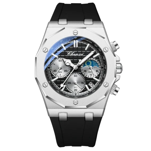 CHENXI Men's Luxury Chronograph Sport Quartz Watch Waterproof Luminous Silicone Strap Fashion Relogio Masculino for Gentlemen 8