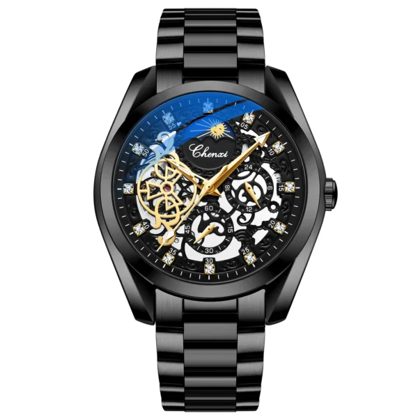 CHENXI Brand Classic Mens Watches Top Luxury Moon Phase Automatic Mechanical Watch For Men Stainless Steel Waterproof Wristwatch 8
