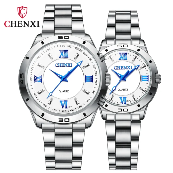 CHENXI Watches for Men Stainless Steel Silver Quartz Wristwatches Fashion Clock Women Casual Business Couple Watch 7