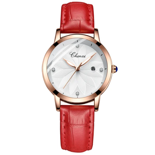 CHENXI Women Watches Top Brand Luxury Fashion Leather Quartz Waterproof Ladies Wristwatch Rose Gold Female Clock 8